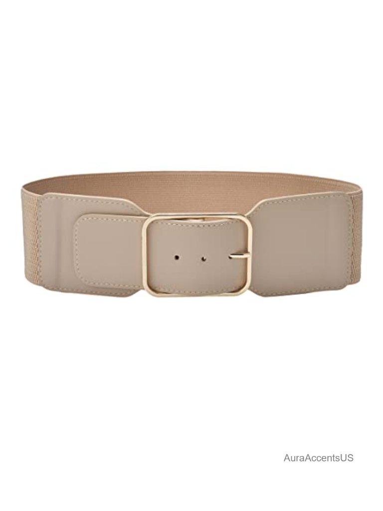 Women's 3 Inch Wide Stretchy Elastic Waist Cinch Belt With Metal Pin Buckle